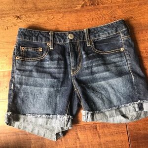 American Eagle Denim Jean Raw Hem Shorts Sz 0